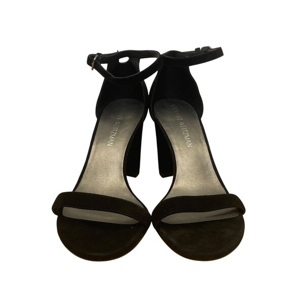 Stuart Weitzman Women’s Black Suede Ankle Strap Block Heel Sandals Size 9.5M - Picture 2 of 11